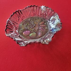 Carnival glass iridescent vintage fluted bowl